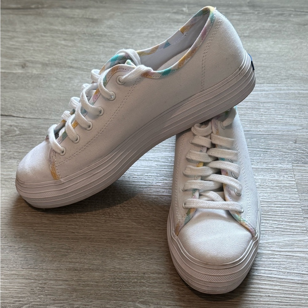 Keds - Triple Kick Canvas Gingham Binding Lace Up - White Sneakers